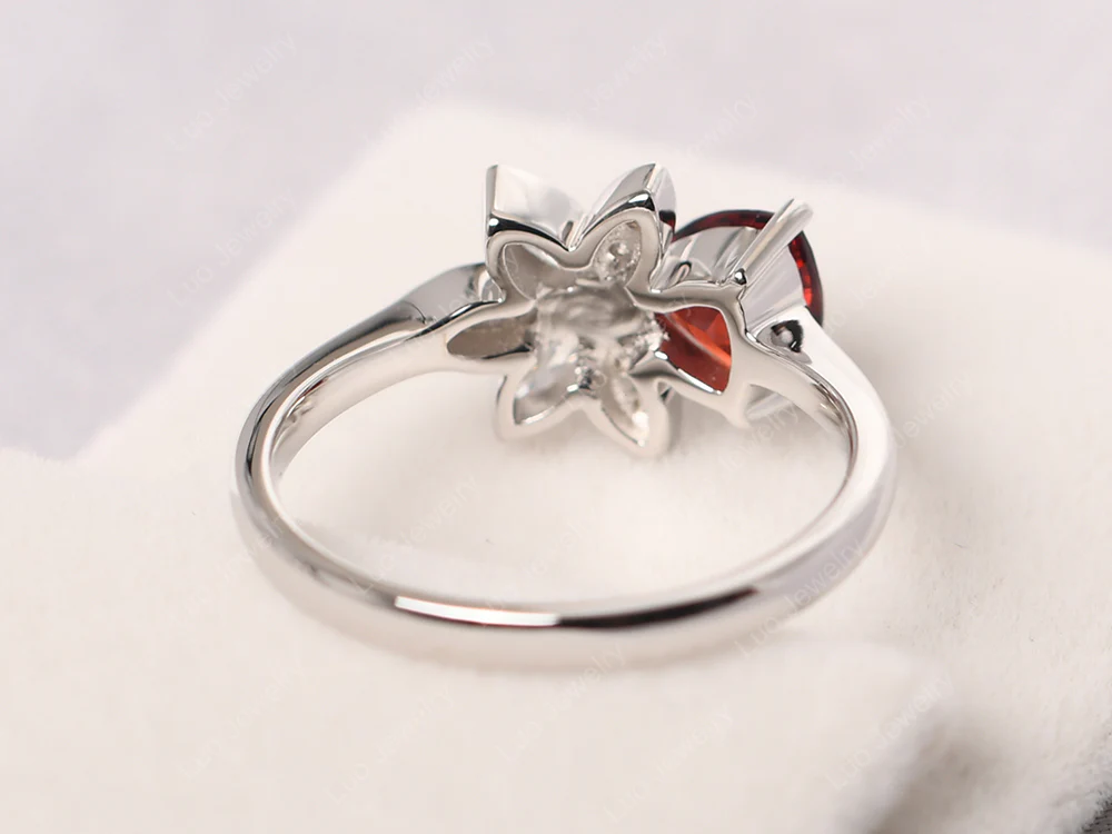 Trillion Cut Garnet Flower Ring - Image 3