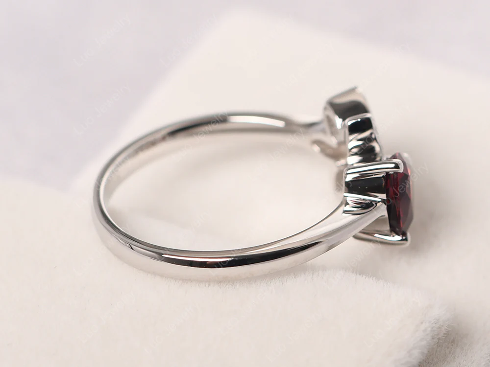 Trillion Cut Garnet Flower Ring - Image 4