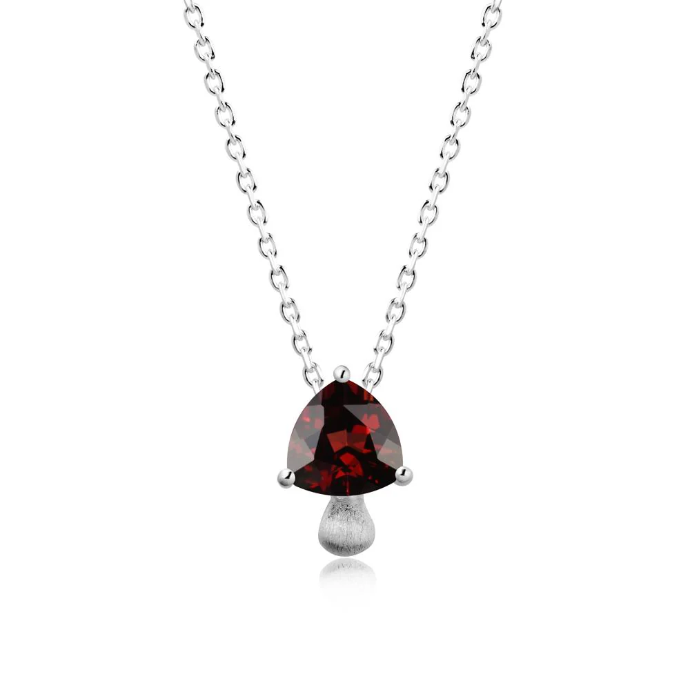 Trillion Cut Garnet Mushroom Pendant Necklace - Image 3