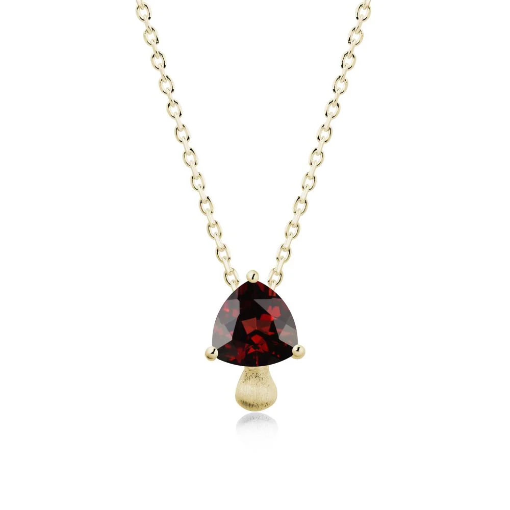 Trillion Cut Garnet Mushroom Pendant Necklace - Image 4