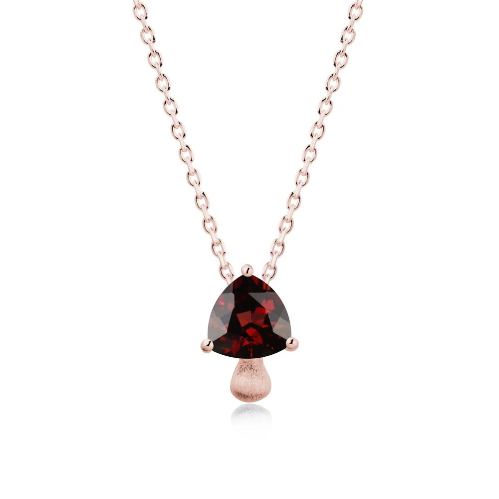 Trillion Cut Garnet Mushroom Pendant Necklace - Image 5