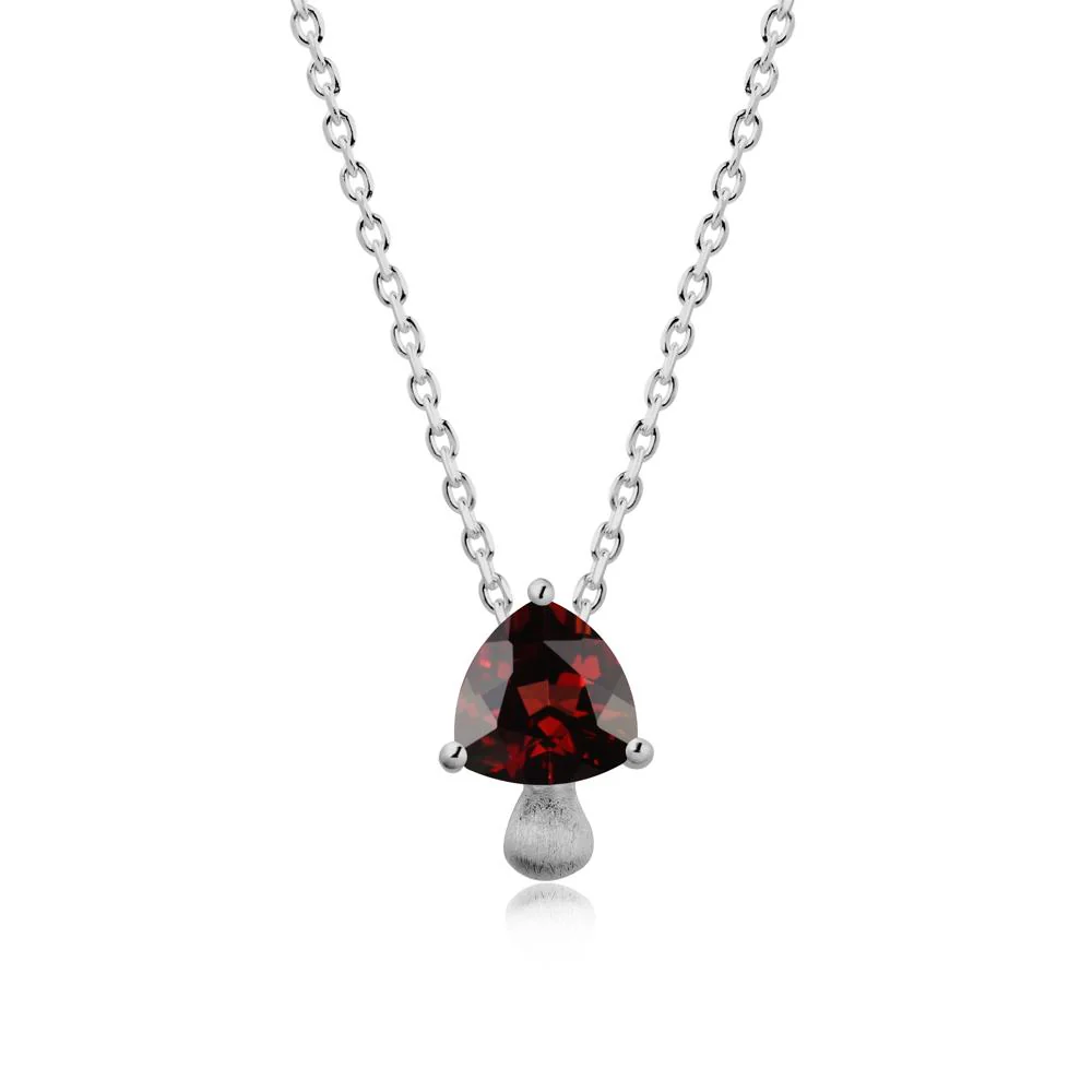 Trillion Cut Garnet Mushroom Pendant Necklace - Image 9
