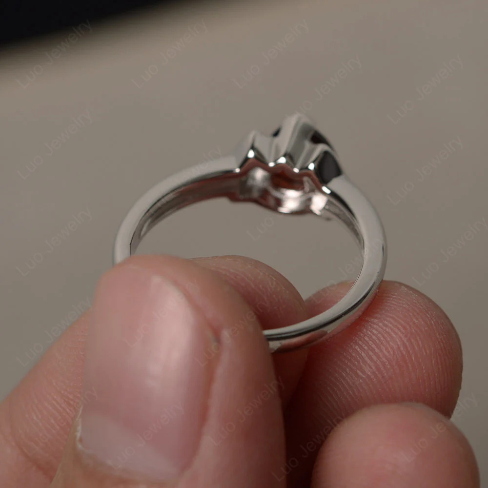Trillion Cut Garnet Promise Ring - Image 2