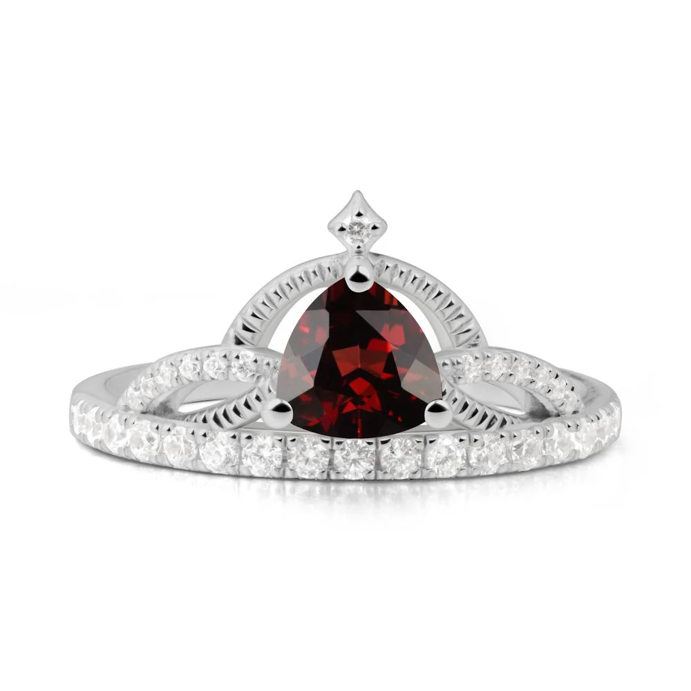 Trillion Cut Garnet Tiara Ring