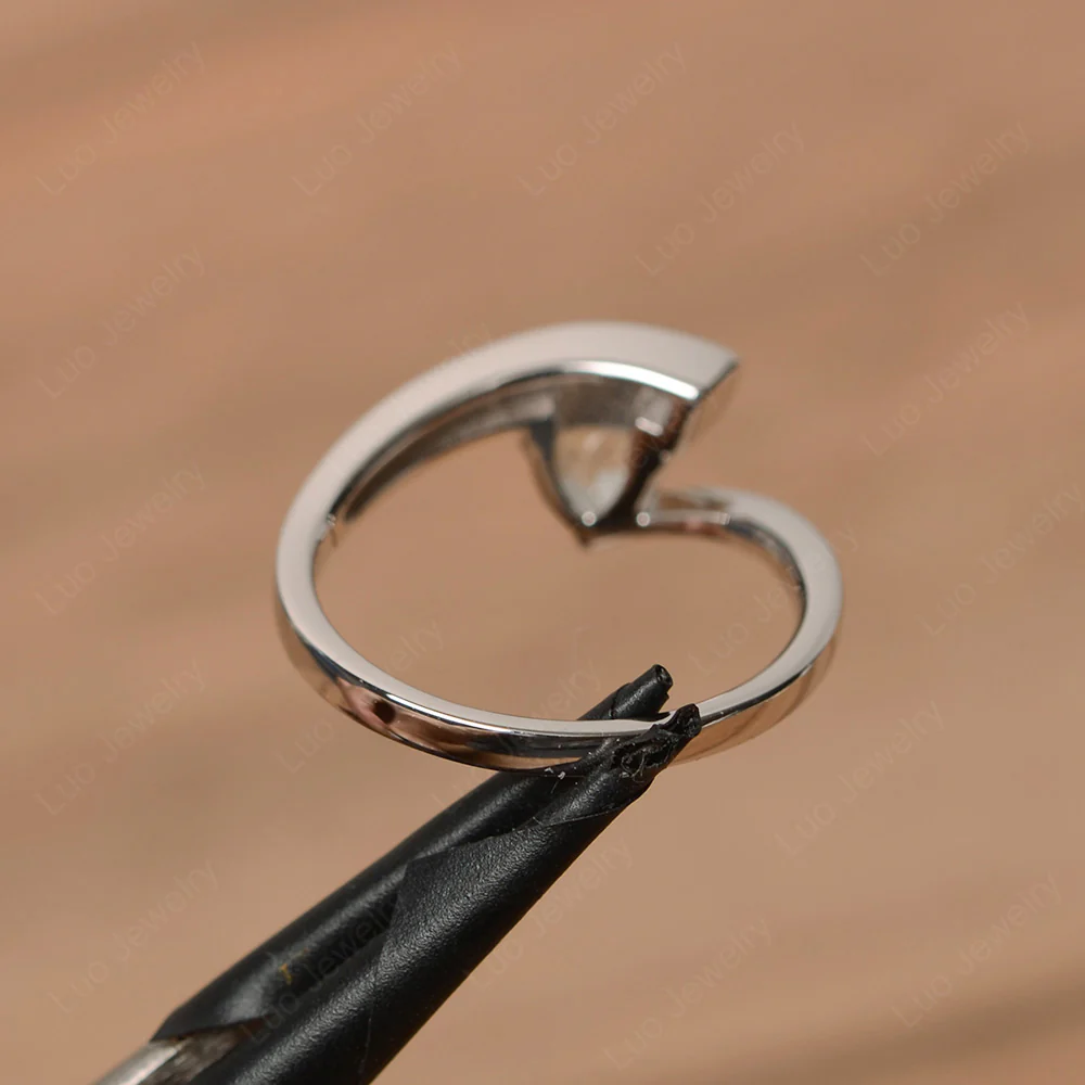Trillion Cut Green Amethyst Bypass Engagement Ring - Image 3