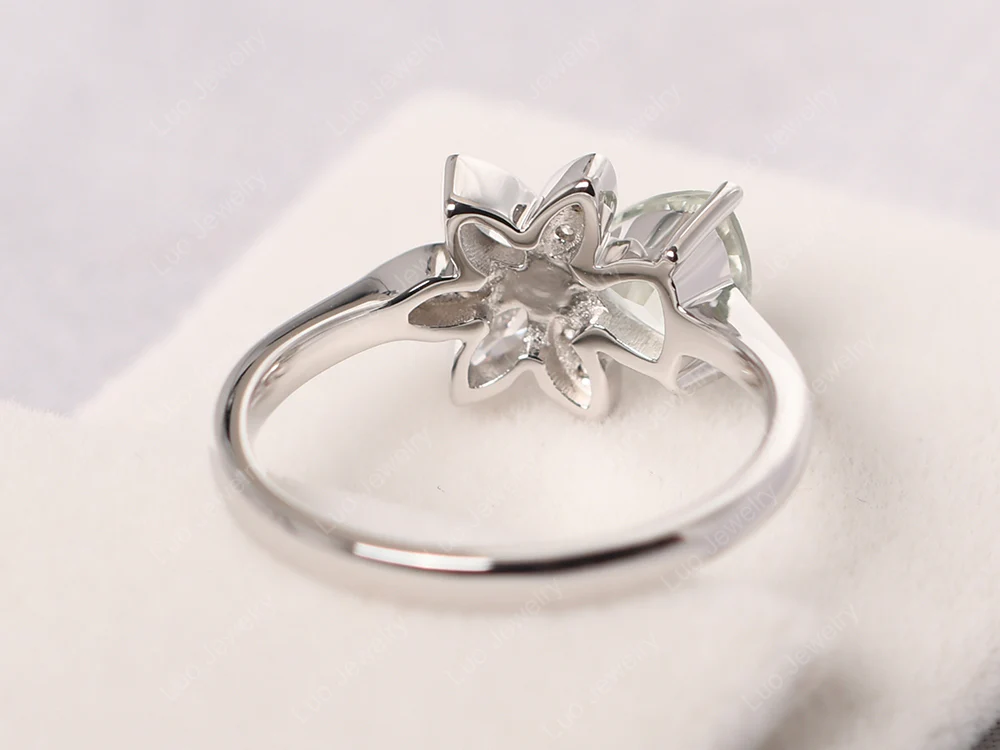Trillion Cut Green Amethyst Flower Ring - Image 3