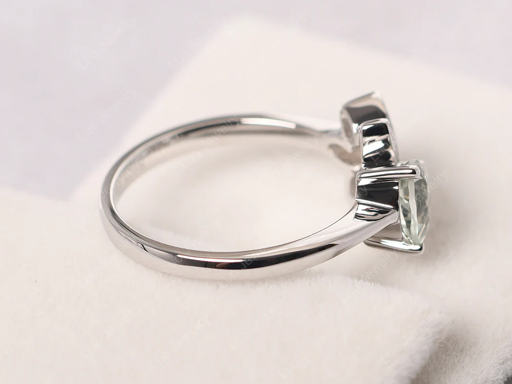 Trillion Cut Green Amethyst Flower Ring - Image 4