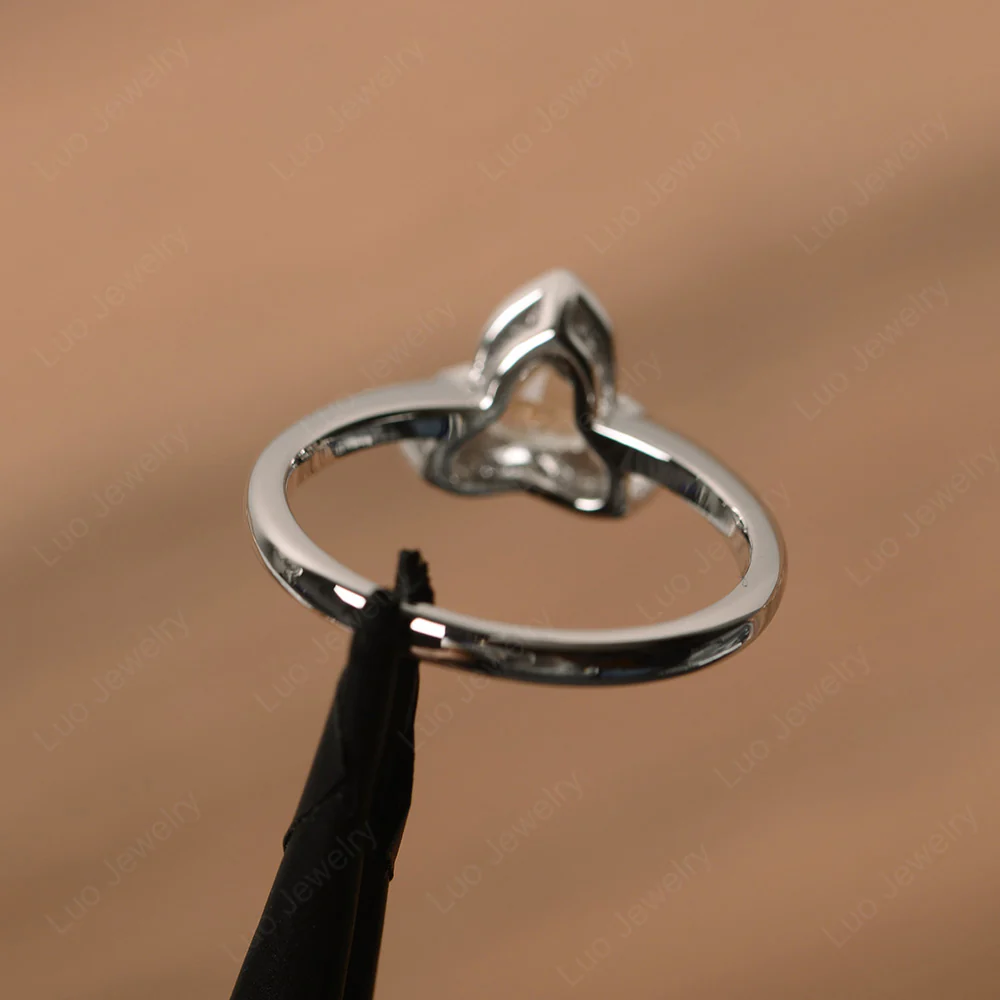 Green Amethyst Trillion Cut Halo Ring - Image 3