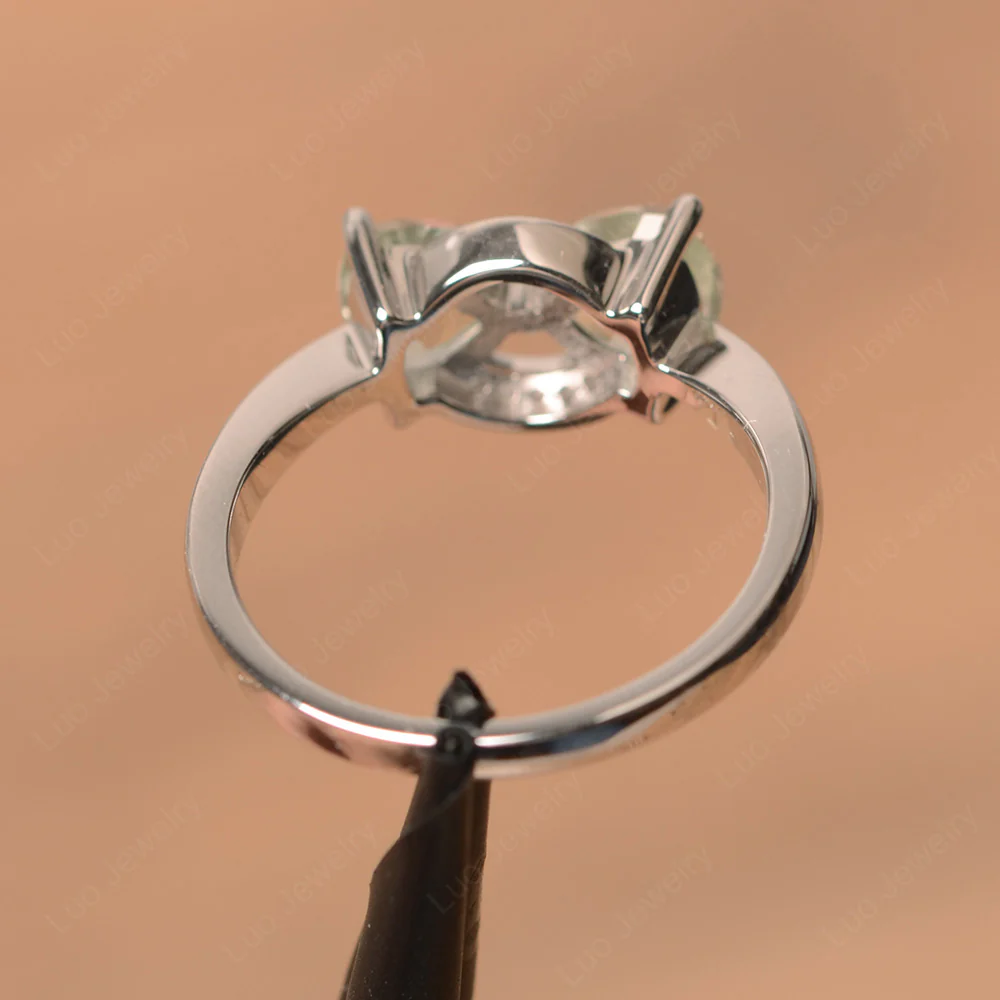 Trillion Cut Green Amethyst Two Stone Ring - Image 3