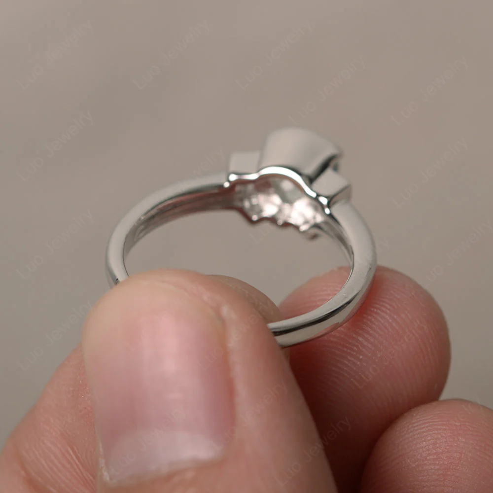 Trillion Cut Green Amethyst Promise Ring - Image 2