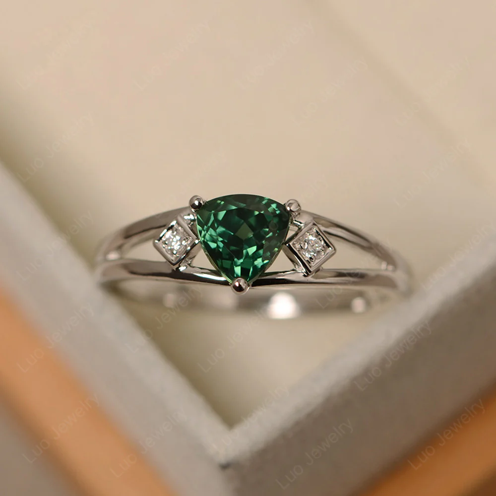 Trillion Cut Green Sapphire Engagement Ring