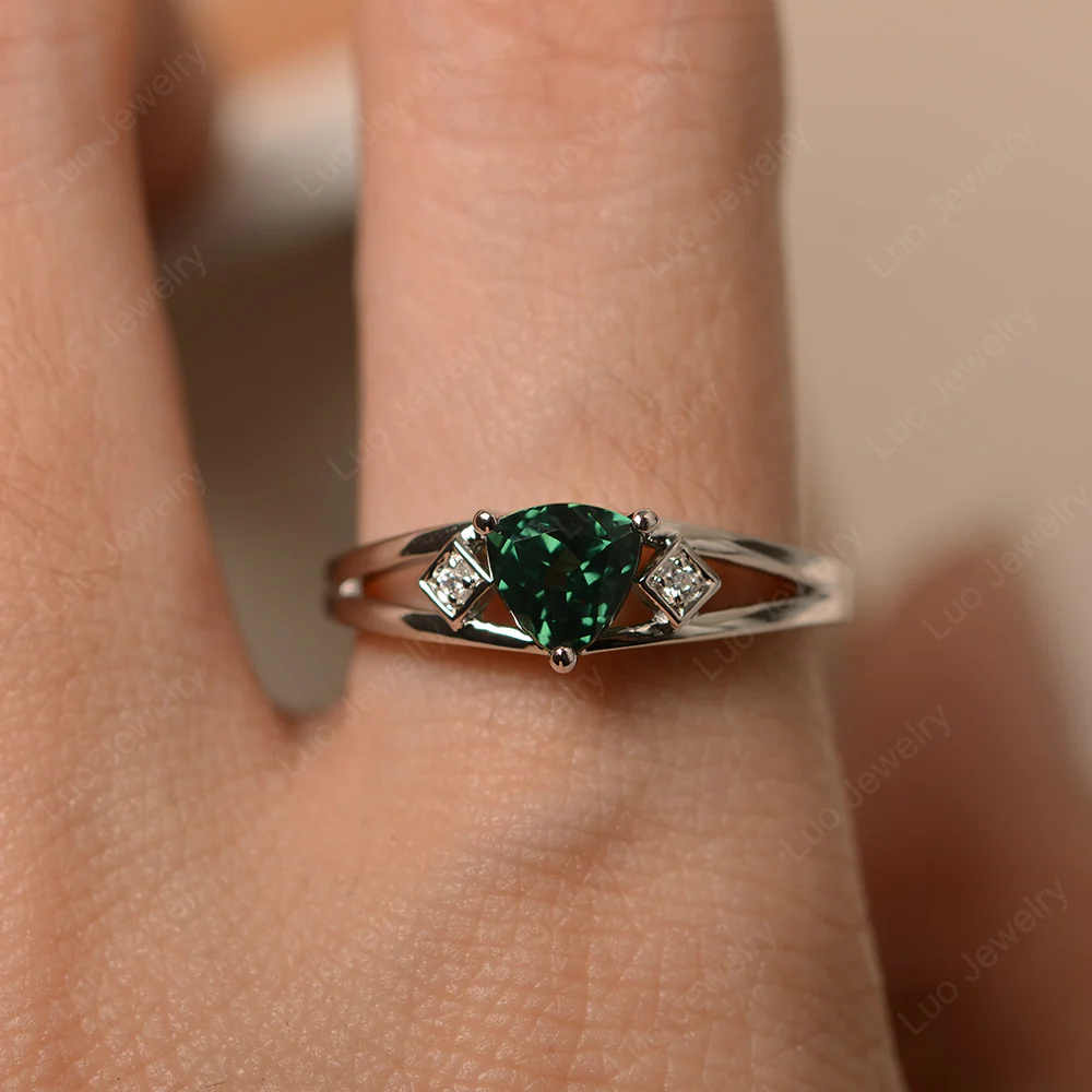Trillion Cut Green Sapphire Engagement Ring - Image 5