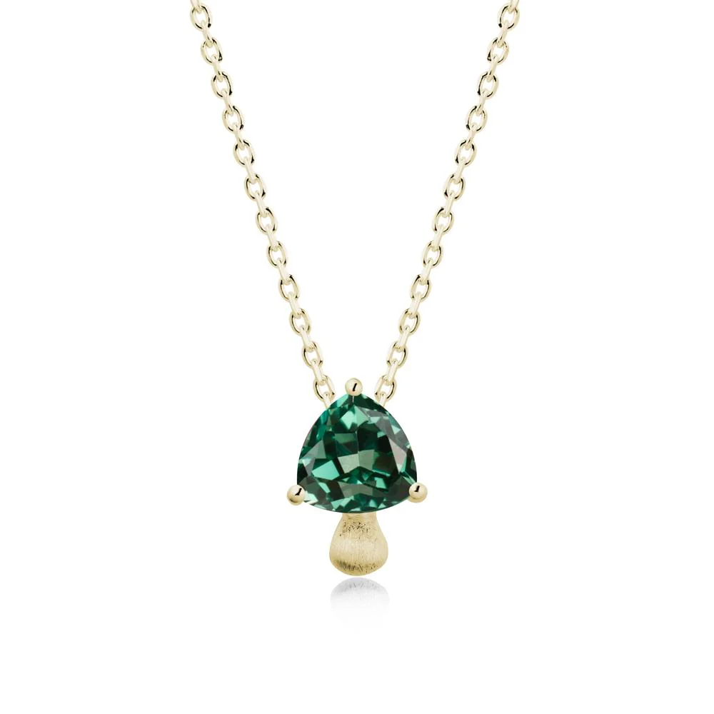 Trillion Cut Green Sapphire Brushed Necklace