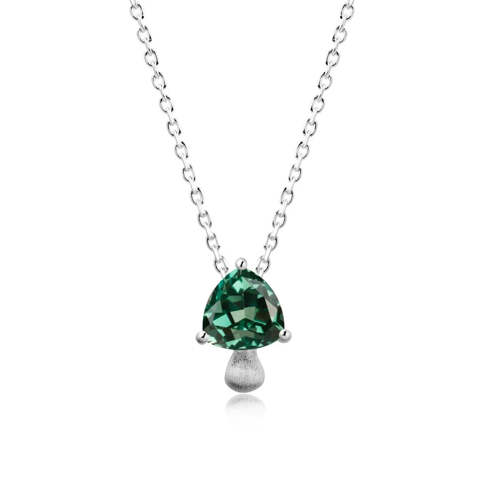 Trillion Cut Green Sapphire Brushed Necklace - Image 5