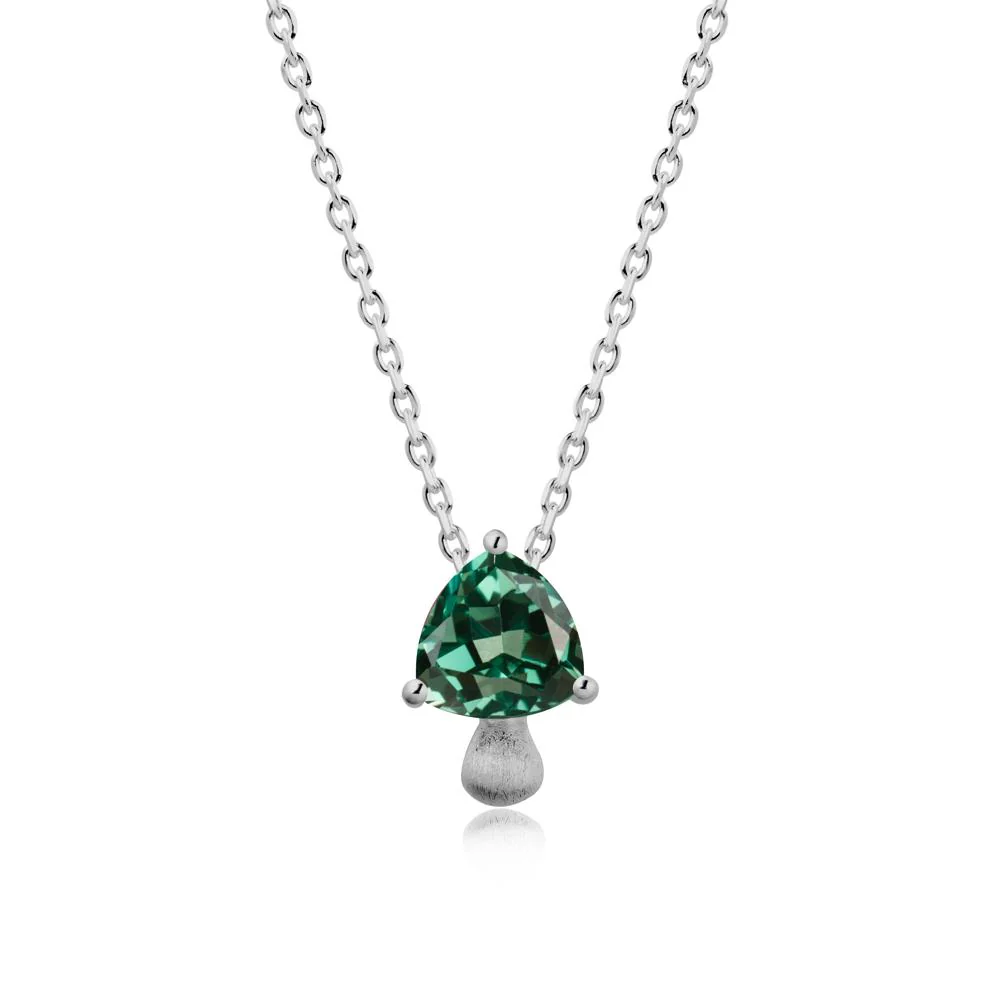 Trillion Cut Green Sapphire Brushed Necklace - Image 8