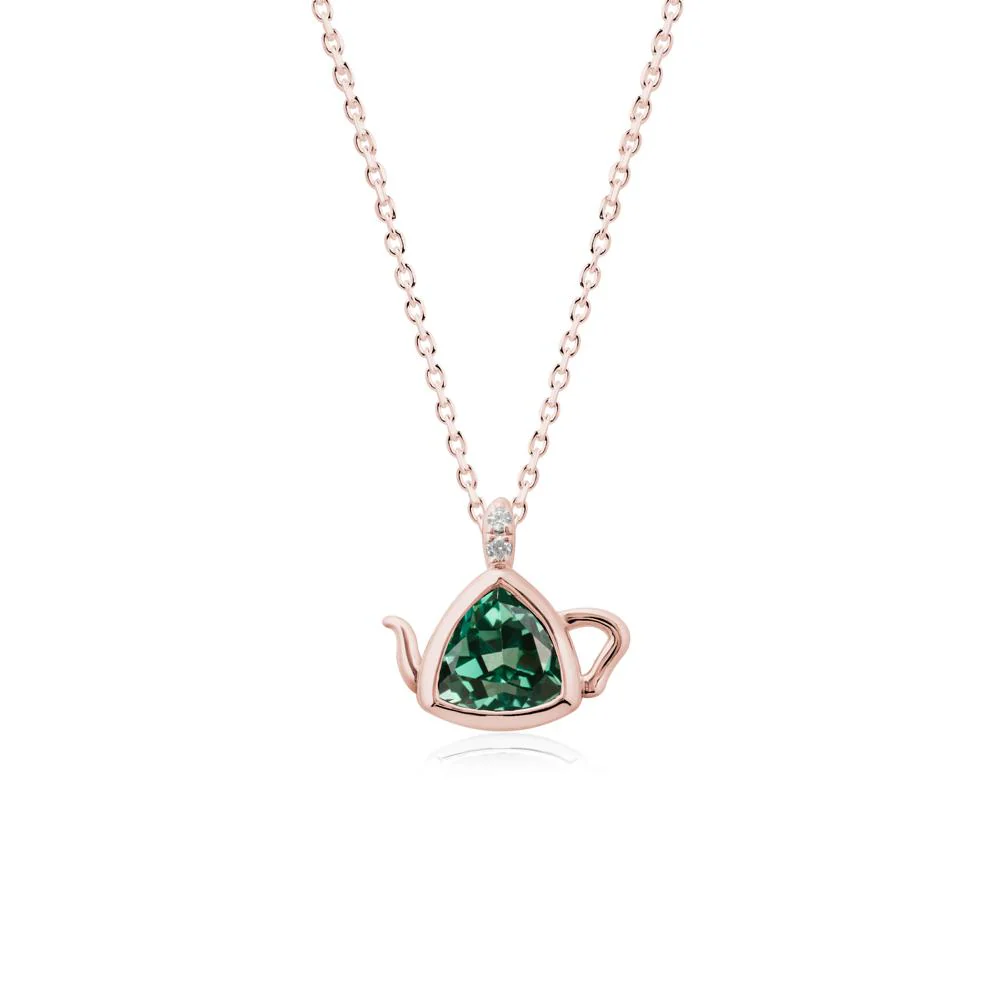 Trillion Cut Green Sapphire Pendant Necklace - Image 4