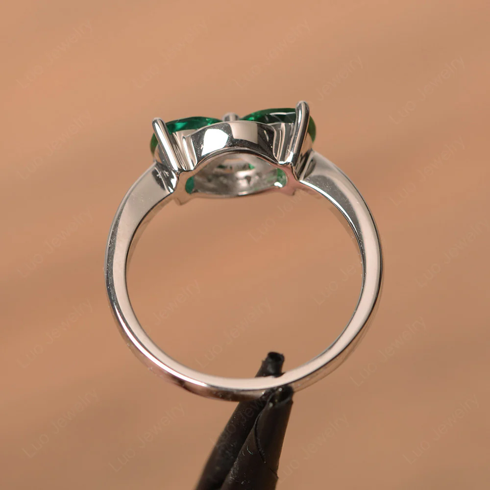 Trillion Cut Emerald Two Stone Ring - Image 3