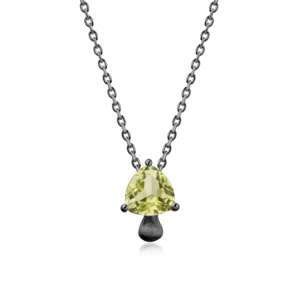 Trillion Cut Lemon Quartz Mushroom Pendant Necklace - Image 8
