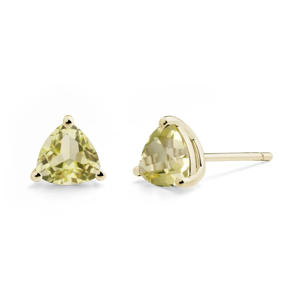 Trillion Cut Lemon Quartz Stud Earrings - Image 9