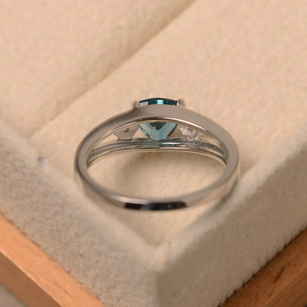 Trillion Cut London Blue Topaz Engagement Ring - Image 3
