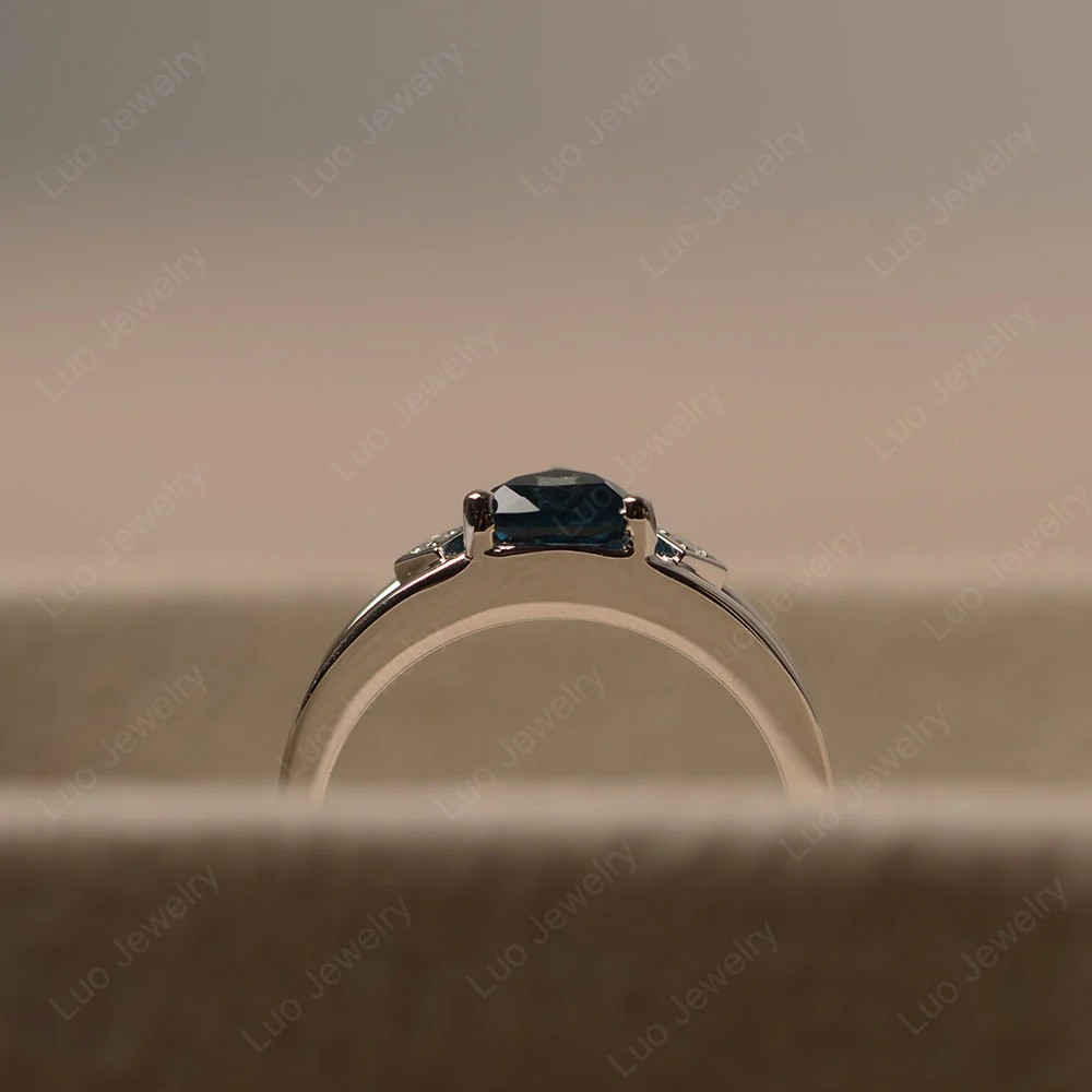 Trillion Cut London Blue Topaz Engagement Ring - Image 4