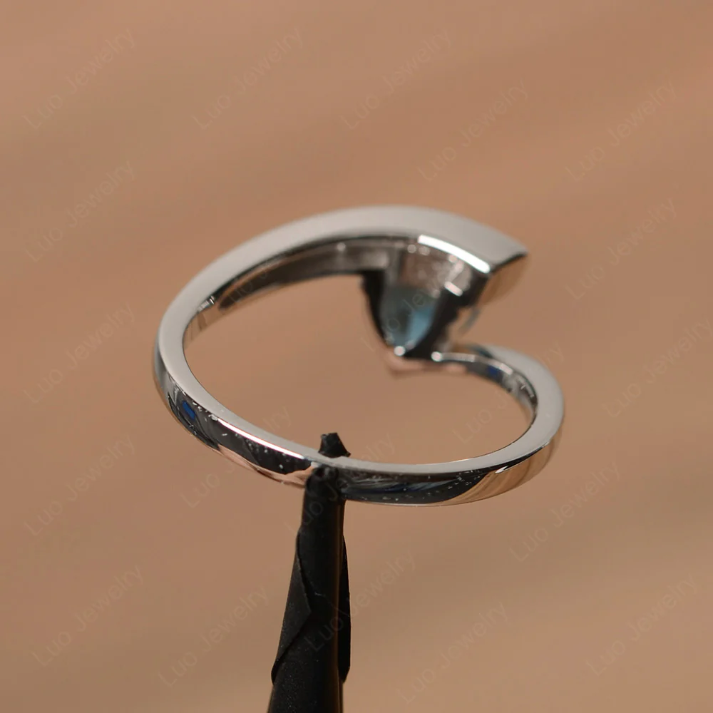 Trillion Cut London Blue Topaz Bypass Engagement Ring - Image 3
