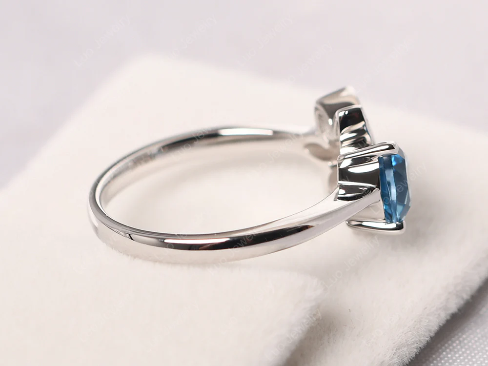 Trillion Cut London Blue Topaz Flower Ring - Image 4