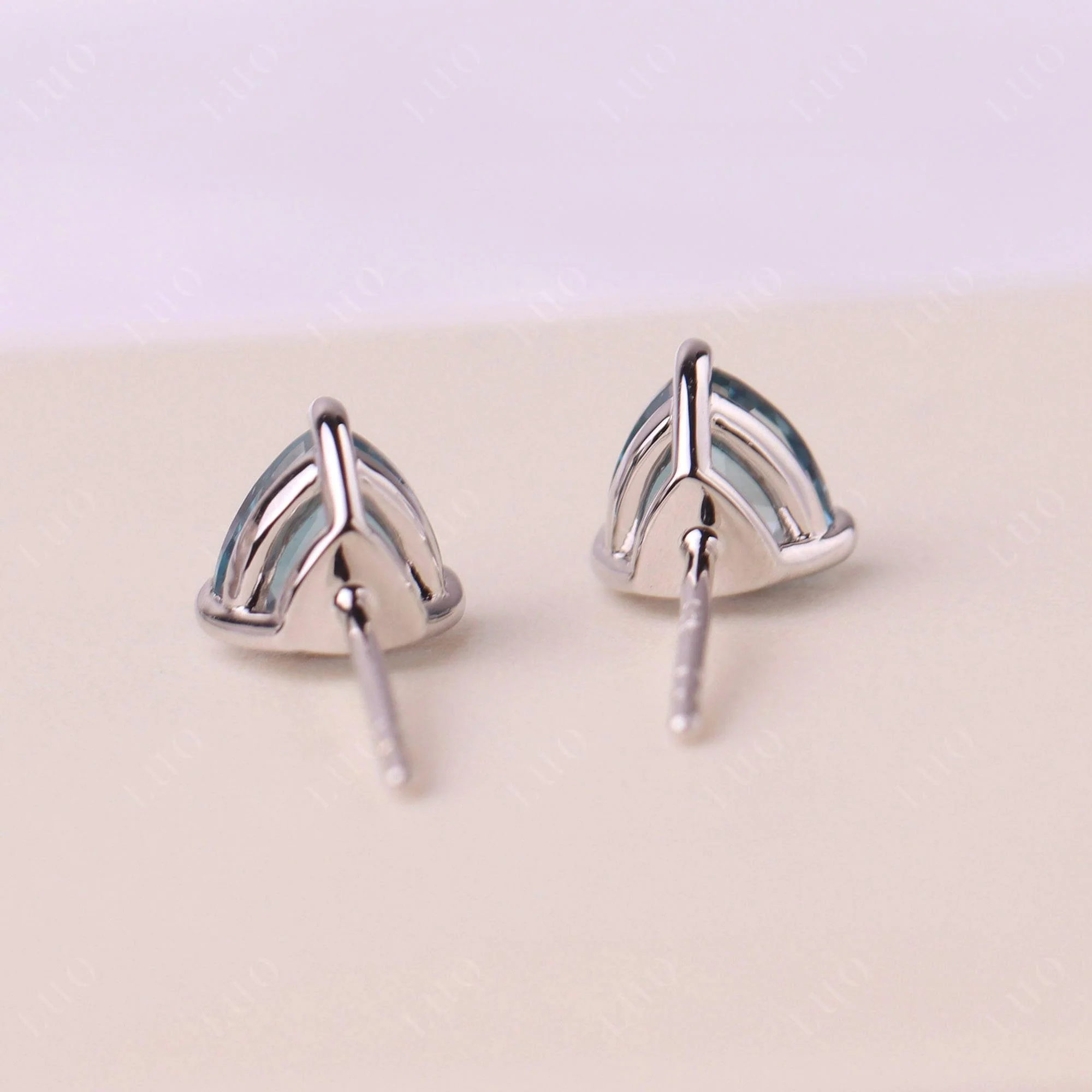 Trillion Cut London Blue Topaz Stud Earrings - Image 12