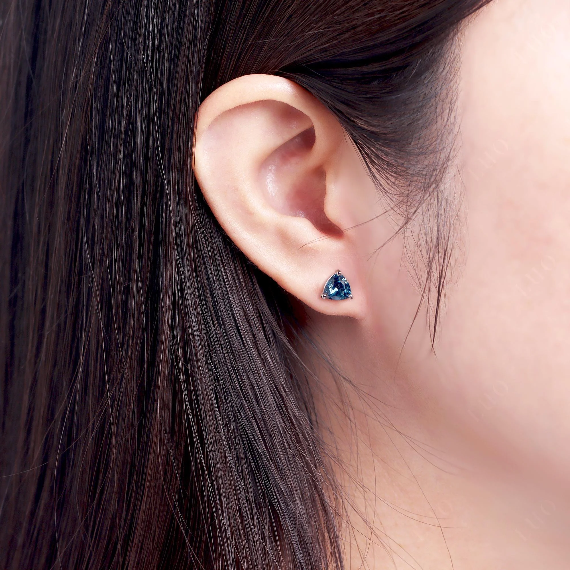 Trillion Cut London Blue Topaz Stud Earrings - Image 13