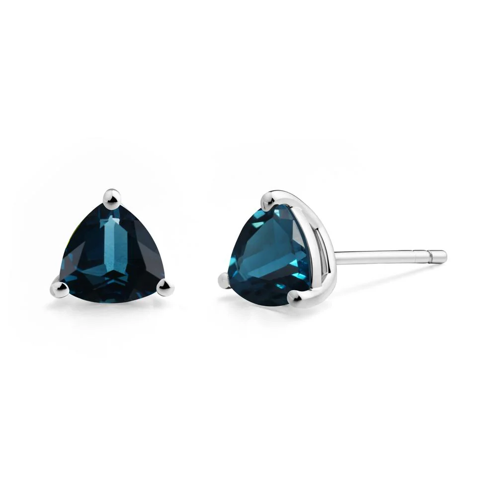 Trillion Cut London Blue Topaz Stud Earrings - Image 4