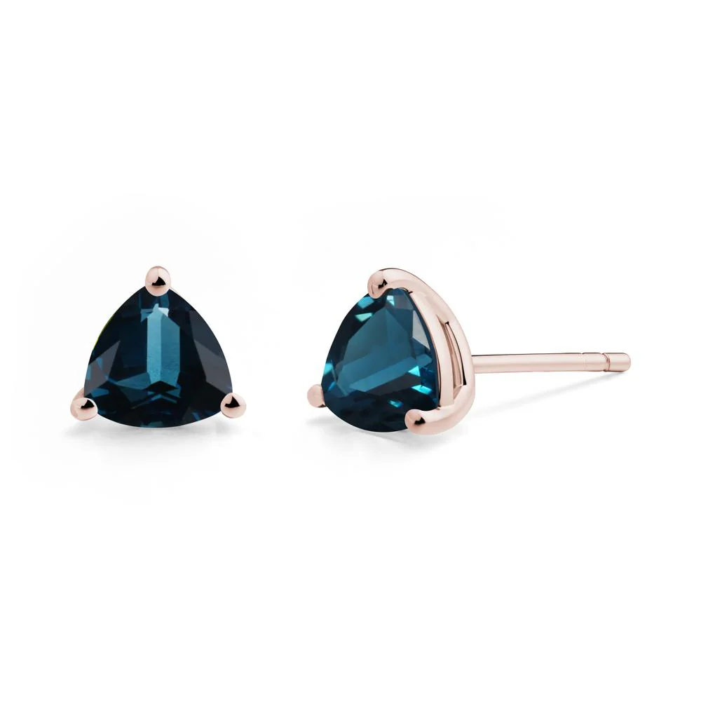 Trillion Cut London Blue Topaz Stud Earrings - Image 9