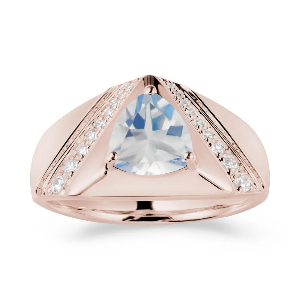 Men's Wide Band Trillion Moonstone Statement Ring - Image 2