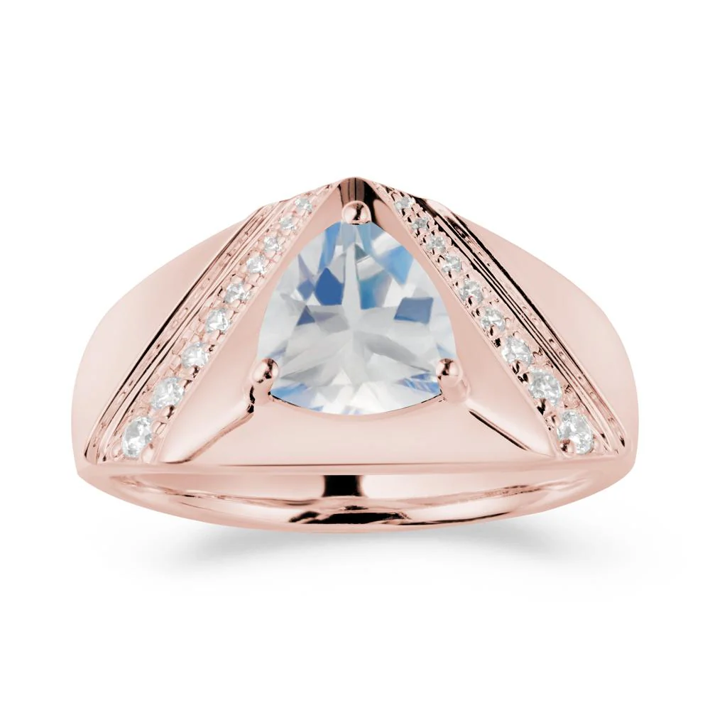 Men's Wide Band Trillion Moonstone Statement Ring - Image 5