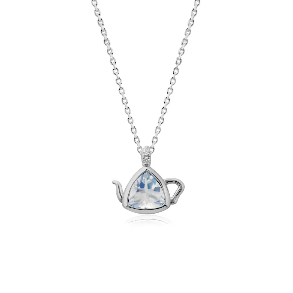 Trillion Cut Moonstone Pendant Necklace
