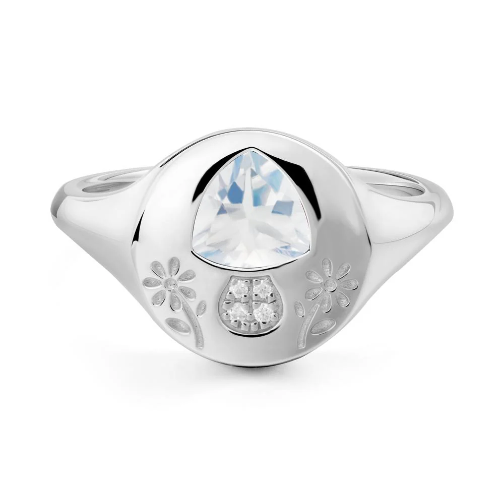 Trillion Cut Moonstone Signet Ring - Image 2