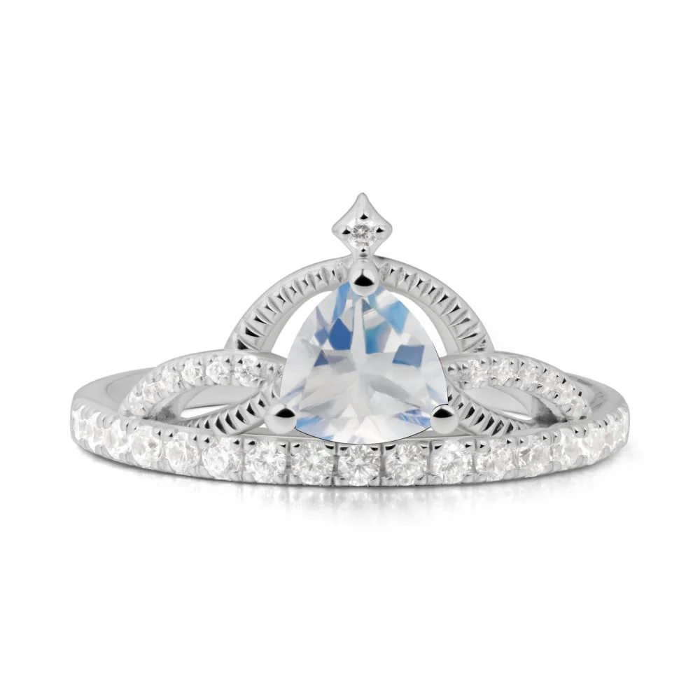 Trillion Cut Moonstone Tiara Ring
