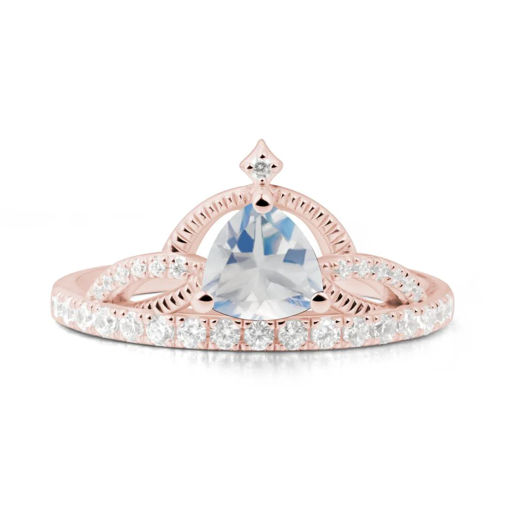 Trillion Cut Moonstone Tiara Ring - Image 6