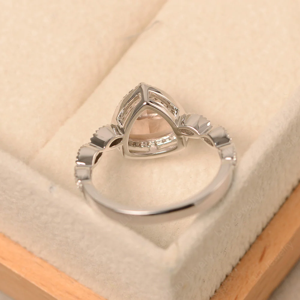 Trillion Cut Morganite Cocktail Halo Ring - Image 3