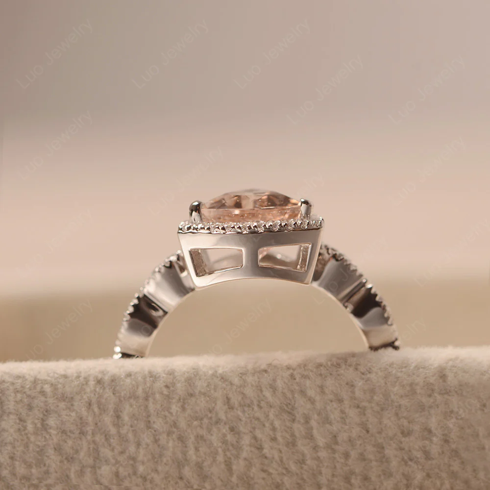 Trillion Cut Morganite Cocktail Halo Ring - Image 4