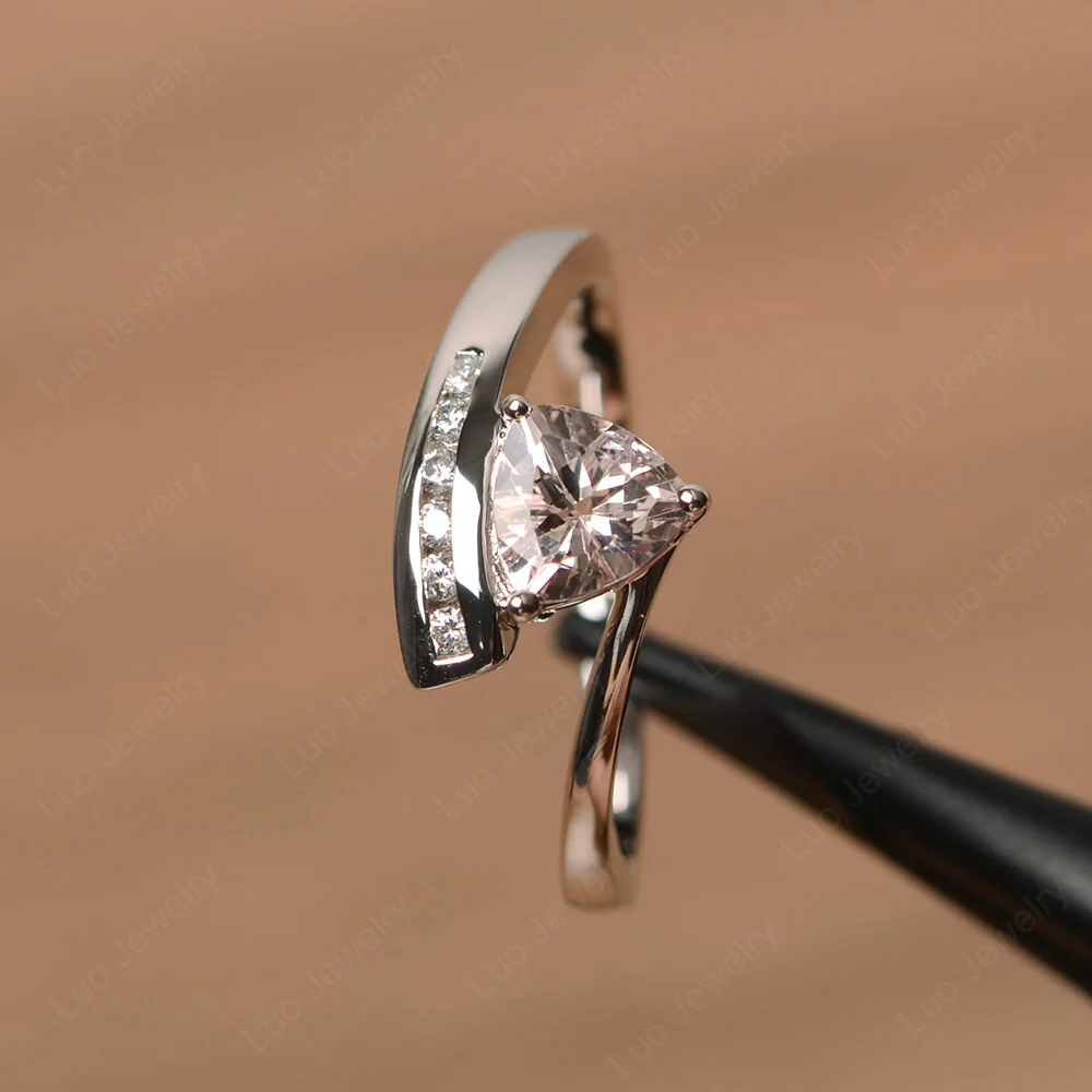 Trillion Cut Morganite Bypass Engagement Ring - Image 2