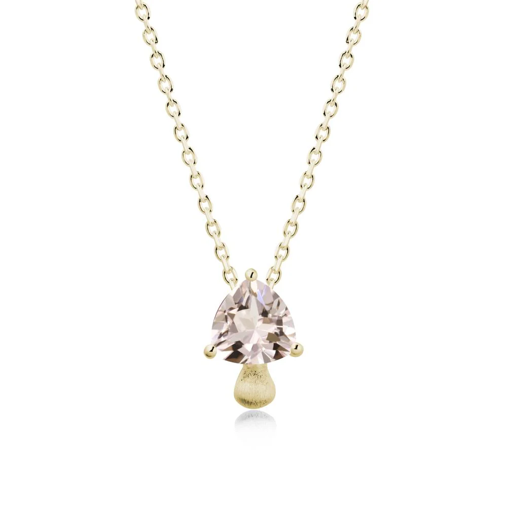 Trillion Cut Morganite Mushroom Pendant Necklace - Image 3