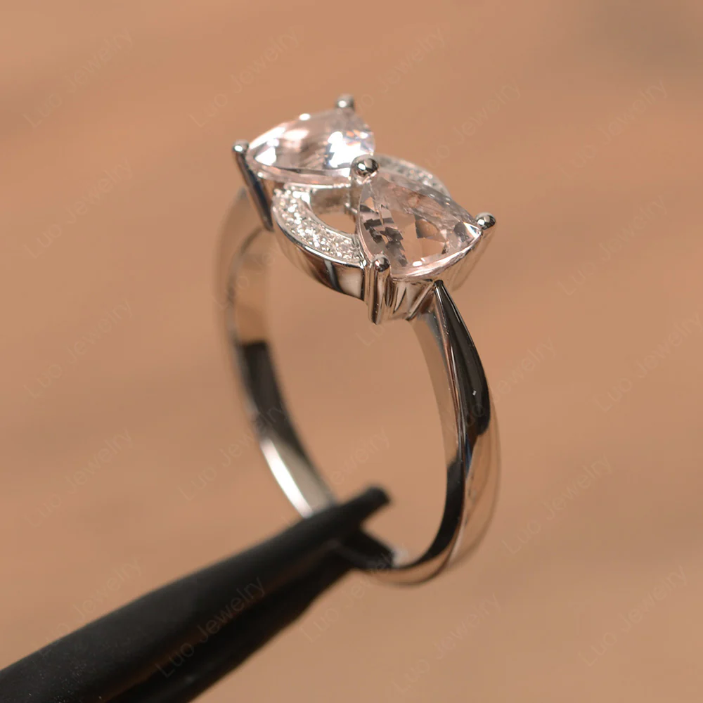 Trillion Cut Morganite Two Stone Ring - Image 2