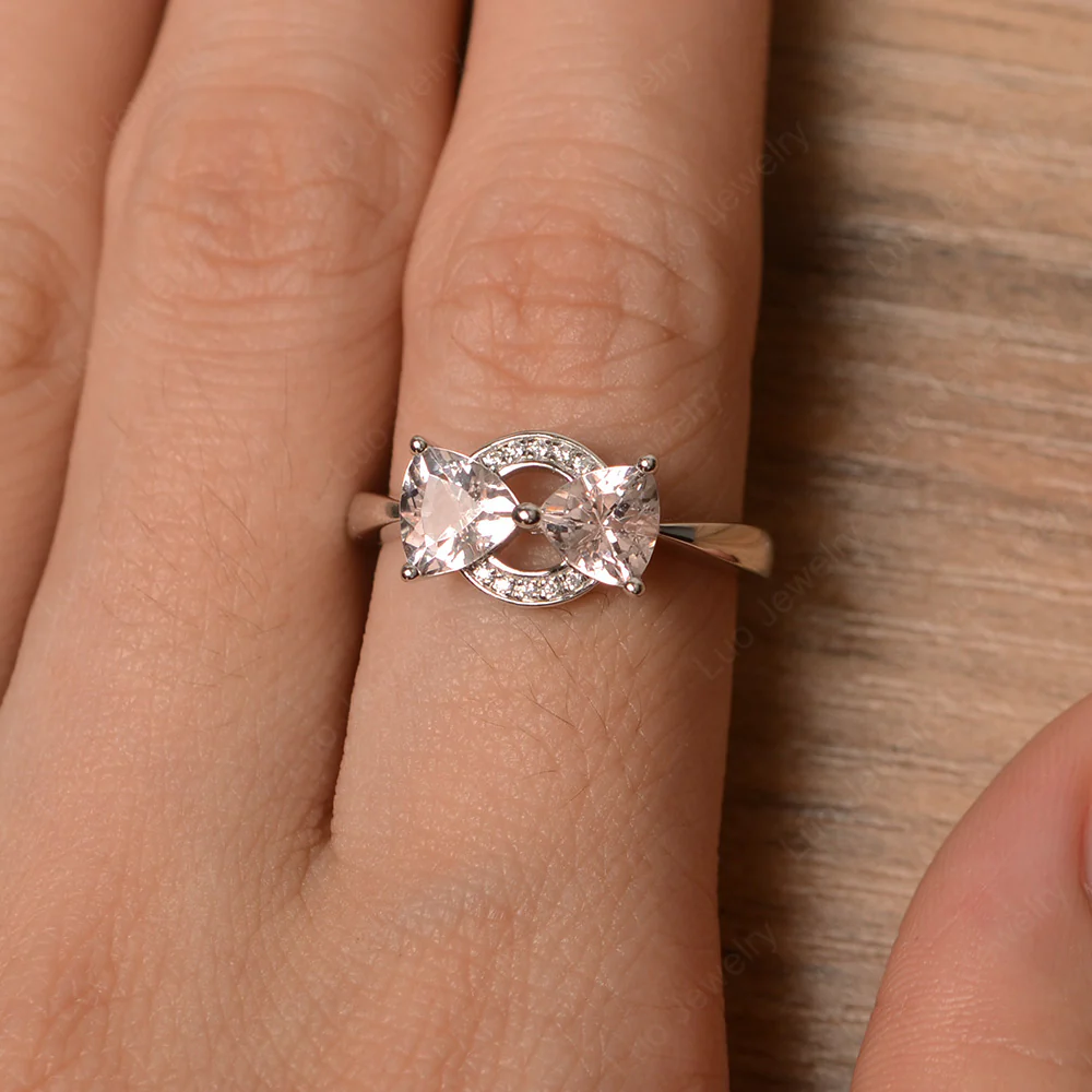 Trillion Cut Morganite Two Stone Ring - Image 4