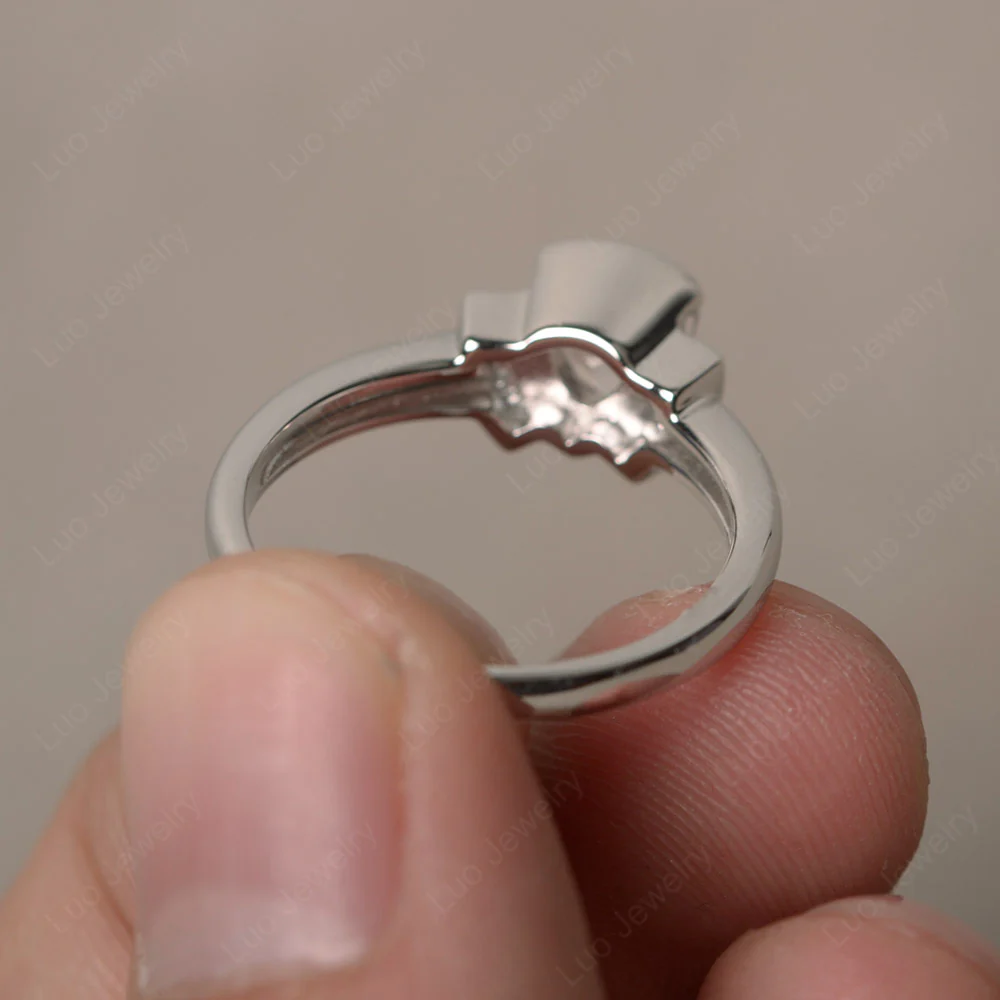 Trillion Cut Morganite Promise Ring - Image 2