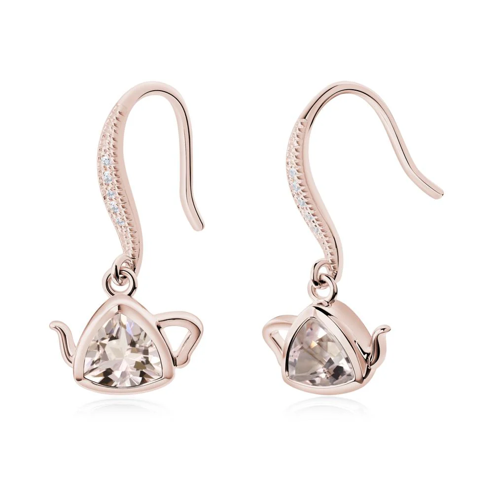 Trillion Cut Morganite Shepherd Hook Earrings