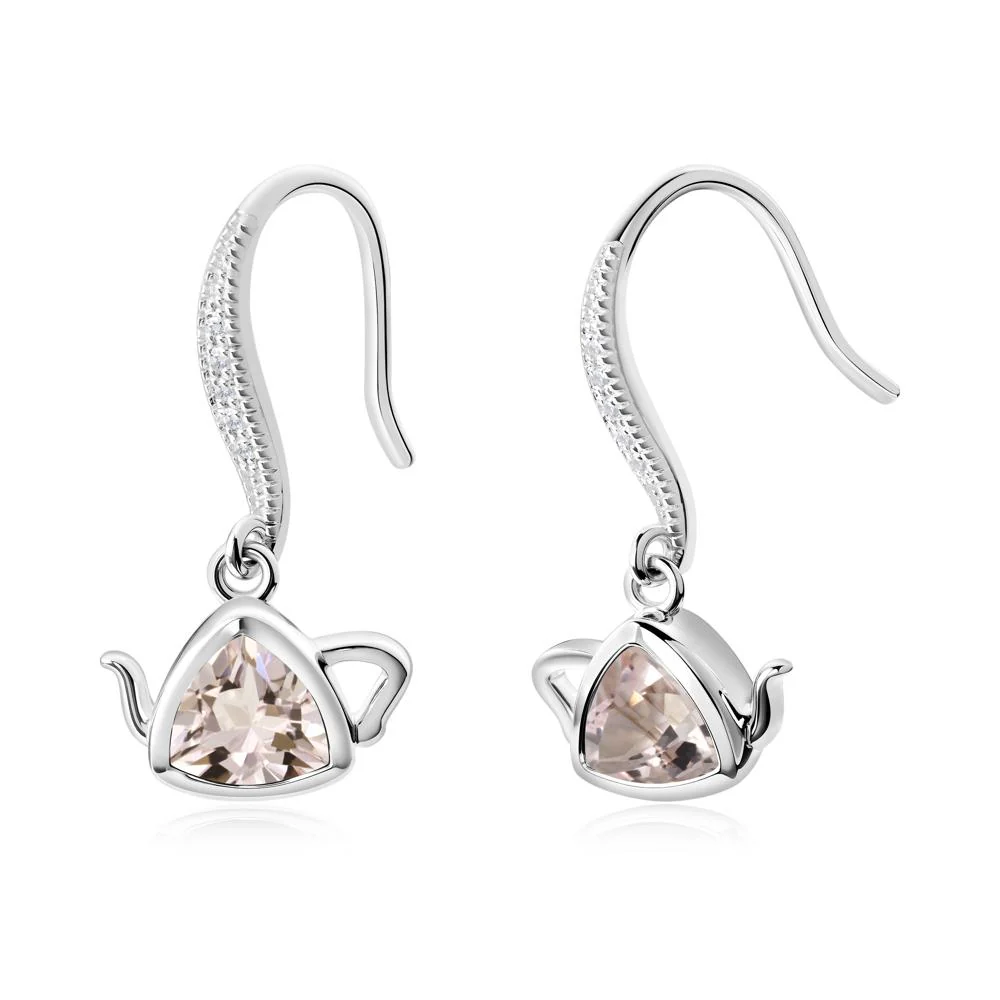 Trillion Cut Morganite Shepherd Hook Earrings - Image 6