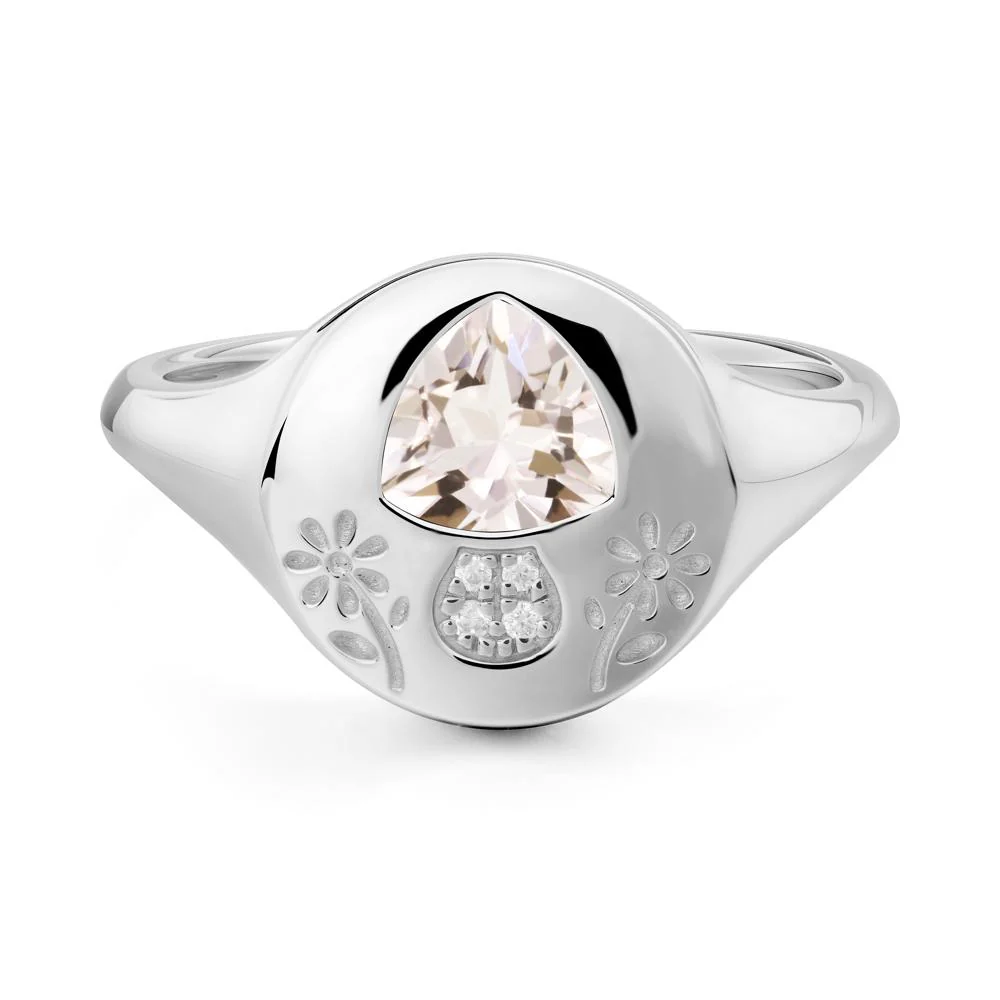 Trillion Cut Morganite Signet Ring