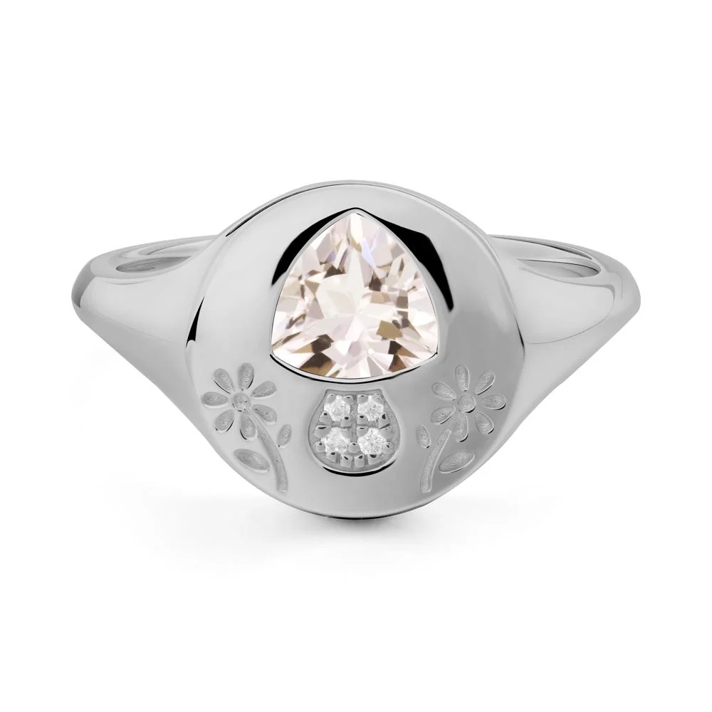 Trillion Cut Morganite Signet Ring - Image 3