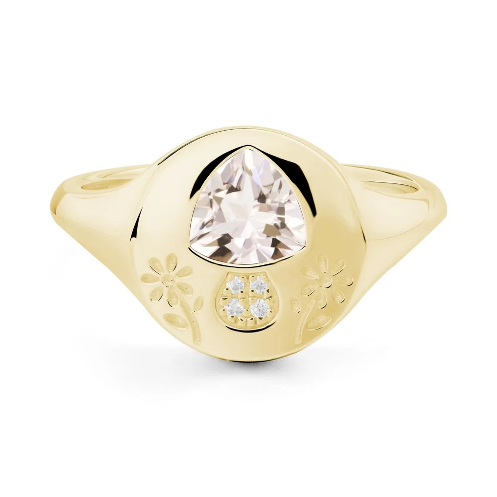 Trillion Cut Morganite Signet Ring - Image 6