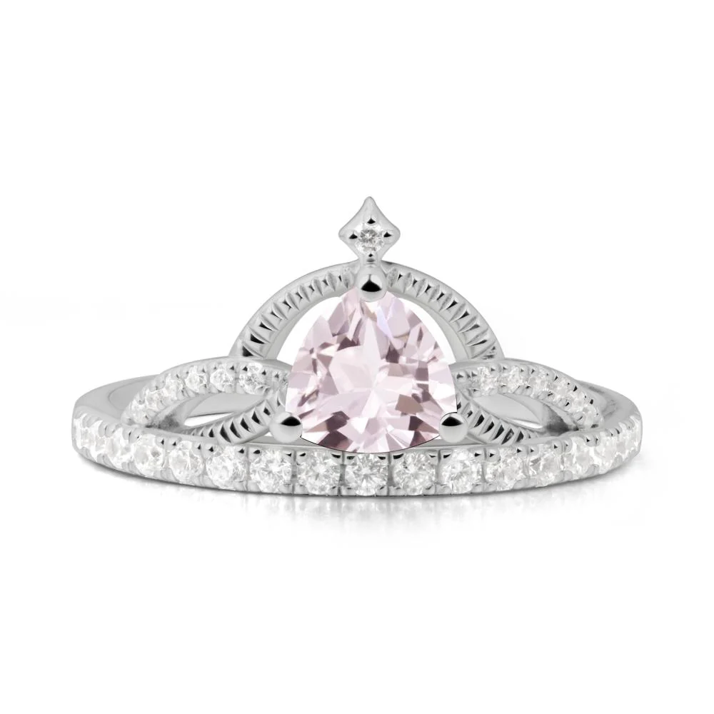 Trillion Cut Morganite Tiara Ring